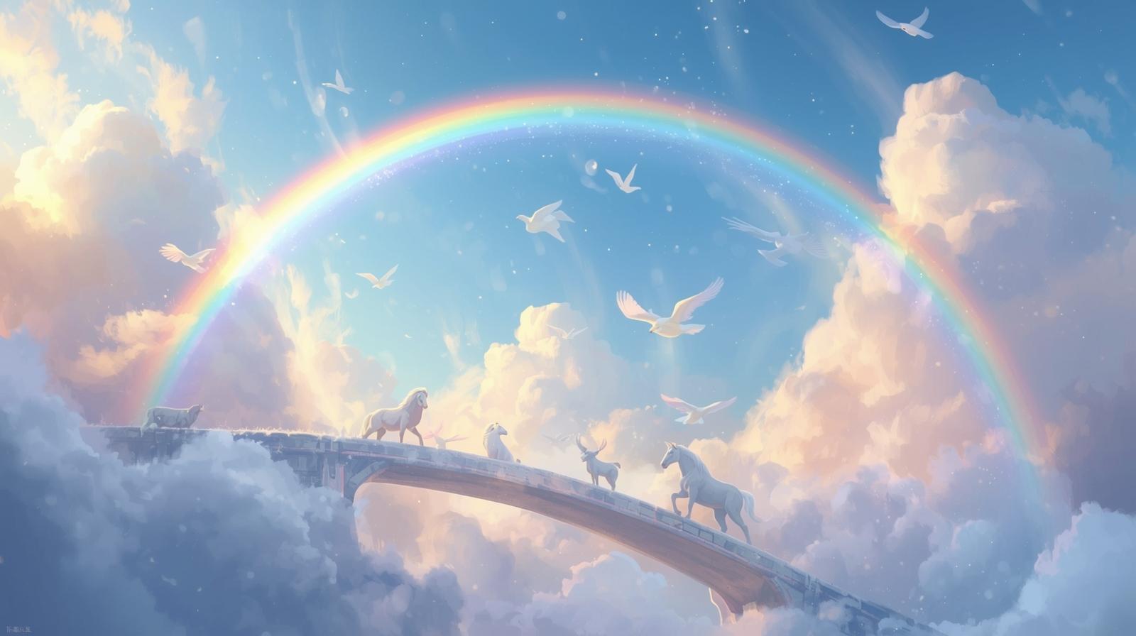 Pet rainbow bridge illustration
